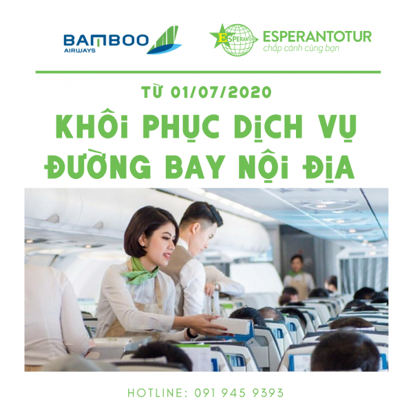 BAMBOO AIRWAYS SẼ KHÔI PHỤC LẠI TIÊU CHUẨN DỊCH VỤ TRÊN CÁC CHẶNG BAY QUỐC NỘI TỪ 01/07/2020
