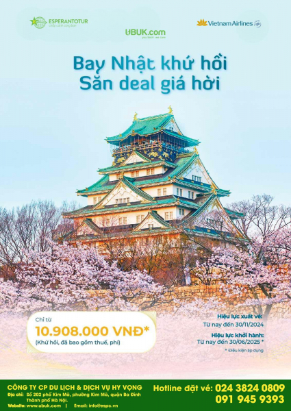 BAY THẲNG ĐẾN NHẬT BẢN VỚI GIÁ SIÊU HẤP DẪN CÙNG VIETNAM AIRLINES