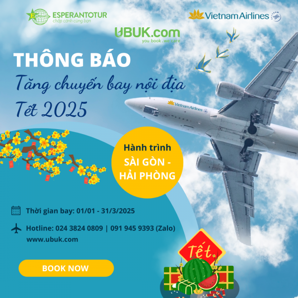 VIETNAM AIRLINES TĂNG CƯỜNG CHUYẾN BAY TP HỒ CHÍ MINH - HẢI PHÒNG DỊP TẾT 2025 