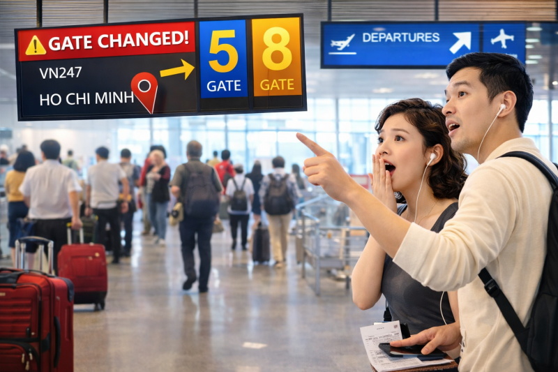 ĐỔI CỬA RA MÁY BAY PHÚT CHÓT: VÌ SAO VÀ LÀM GÌ ĐỂ KHÔNG LỠ CHUYẾN?