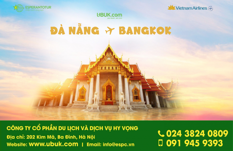 VIETNAM AIRLINES: BAY THẲNG ĐÀ NẴNG - BANGKOK CHỈ TỪ 20 USD