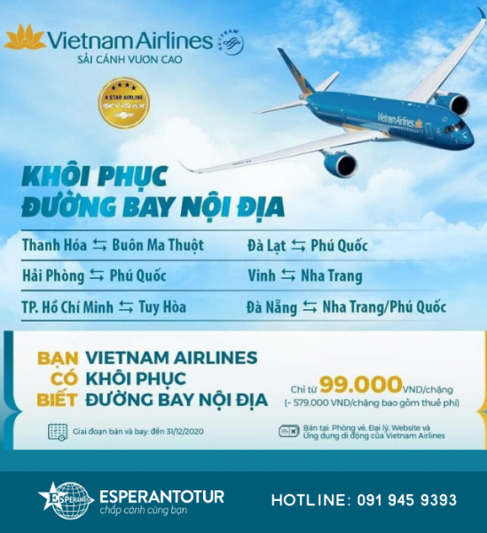 CHỈ TỪ 99.000 ĐỒNG/CHIỀU - VI VU CÙNG VIETNAM AIRLINES