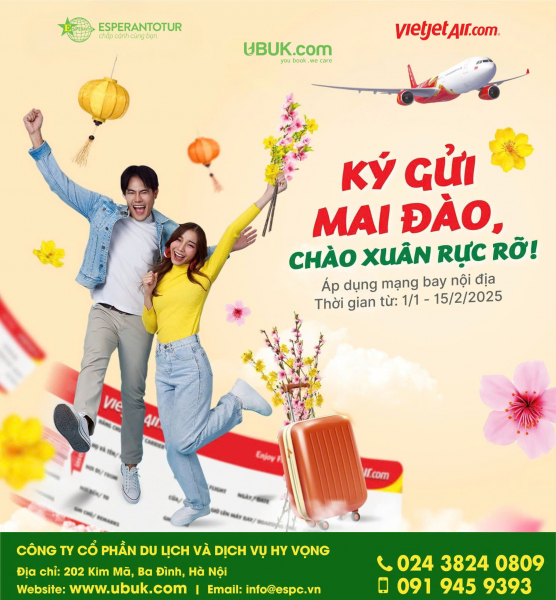 KÝ GỬI MAI ĐÀO, CHÀO XUÂN RỰC RỠ CÙNG VIETJET!