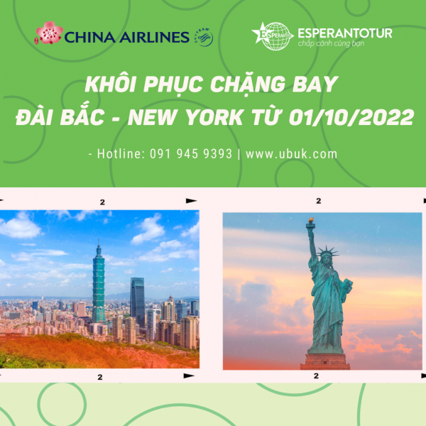 CHINA AIRLINES KHÔI PHỤC CHẶNG BAY ĐÀI BẮC - NEW YORK TỪ 01/10/2022