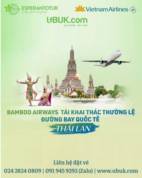 BAMBOO AIRWAYS PHỤC HỒI ĐƯỜNG BAY QUỐC TẾ ĐẾN THÁI LAN