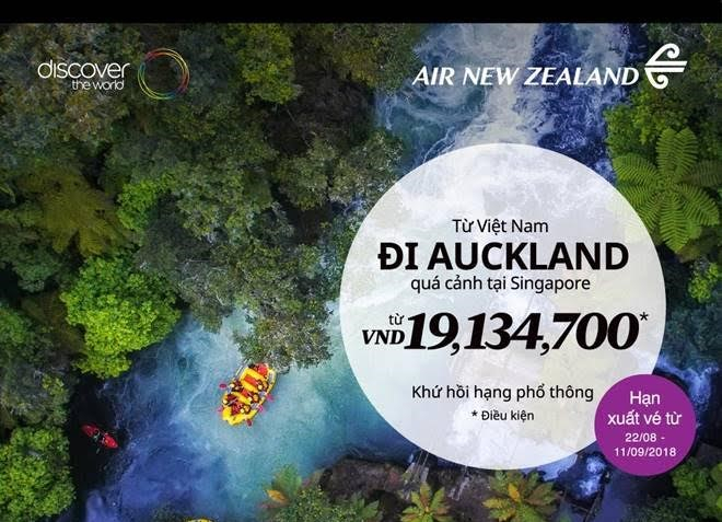 AIR NEW ZEALAND KHUYẾN MẠI ĐẾN AUCLAND, NỘI ĐỊA NEW ZEALAND
