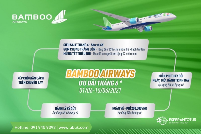 VÔ VÀN ƯU ĐÃI TRONG THÁNG 6 TỪ BAMBOO AIRWAYS