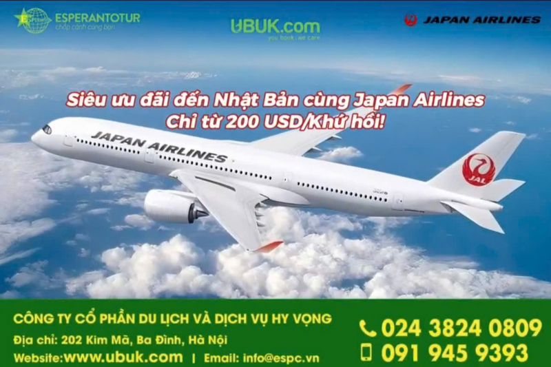 SIÊU ƯU ĐÃI ĐẾN NHẬT BẢN CÙNG JAPAN AIRLINES – CHỈ TỪ USD 200/KHỨ HỒI